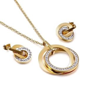 Earrings & Necklace Circles Set